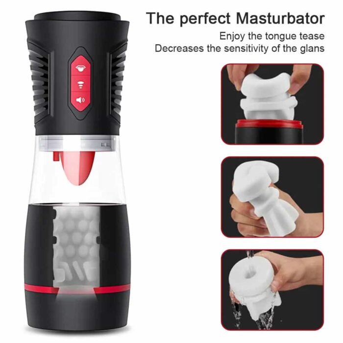 Lovesvibe Automatic Tongue Licking Male Masturbator with 4 Sucking & 7 Tongue Licking Voice Blowjob Stroker