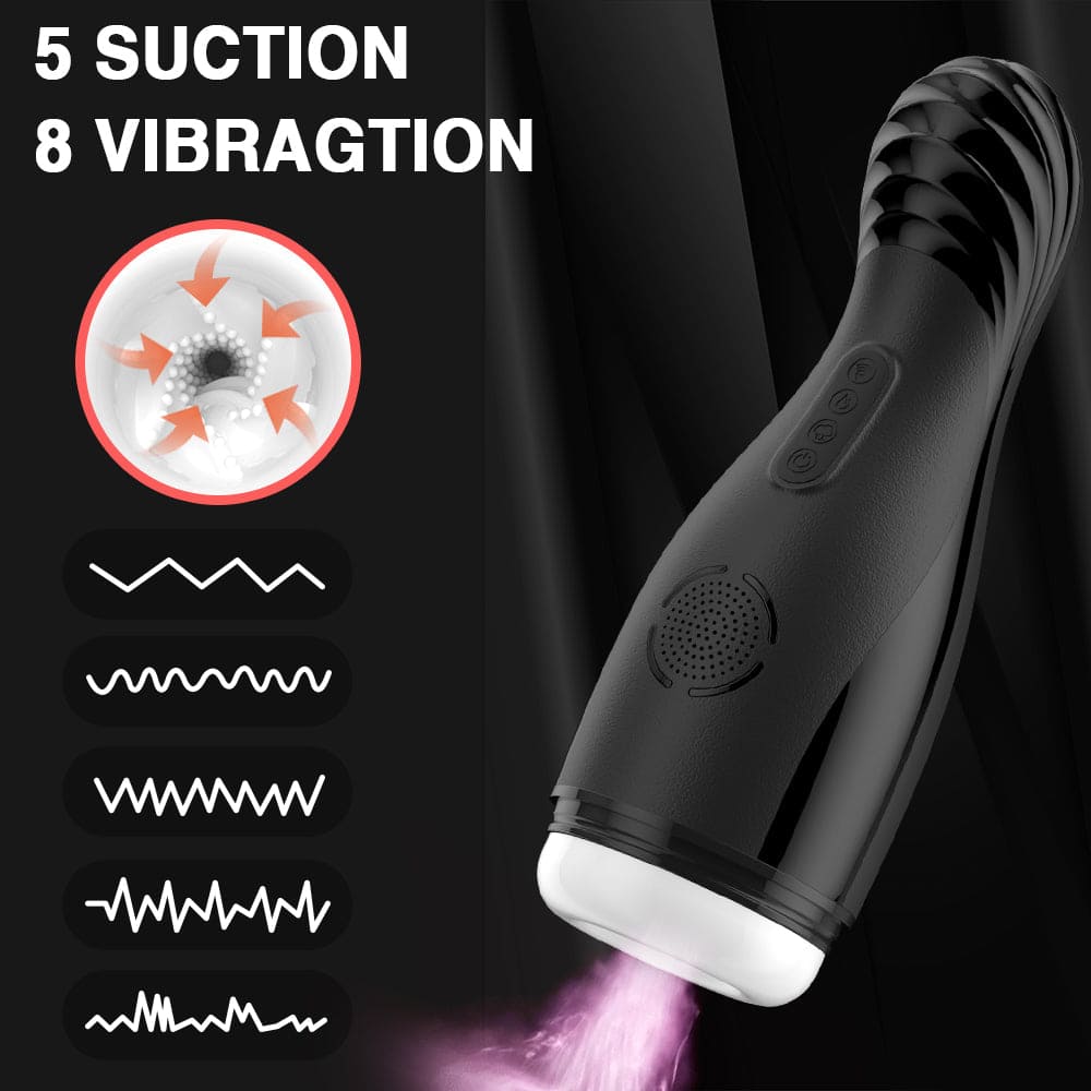 Lovesvibe Electric Male Masturbator with 8 Vibration 5 Sucking Heating Oral Sex Toys for Men