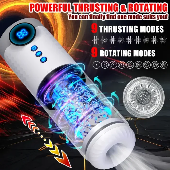 Lovesvibe Fully Automatic Male Masturbator Penis Pump with 9 Frequency Telescopic Rotating LCD Adult Toys