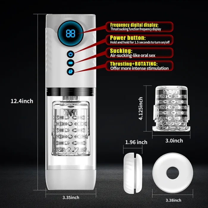Lovesvibe Fully Automatic Male Masturbator Penis Pump with 9 Frequency Telescopic Rotating LCD Adult Toys