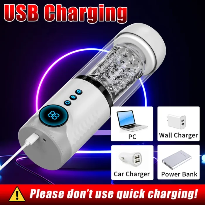 Lovesvibe Fully Automatic Male Masturbator Penis Pump with 9 Frequency Telescopic Rotating LCD Adult Toys