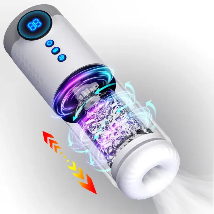 Lovesvibe Fully Automatic Male Masturbator Penis Pump with 9 Frequency Telescopic Rotating LCD Adult Toys