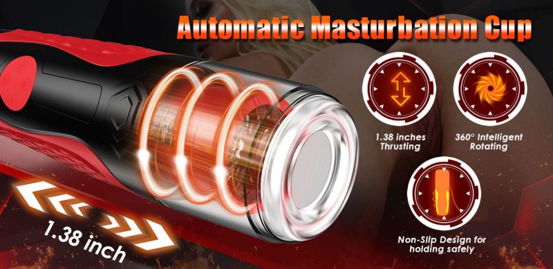 Lovesvibe Intelligent 360°Rotating Male Masturbator 1.38In Extra Long Reach Thrusting Penis Pump