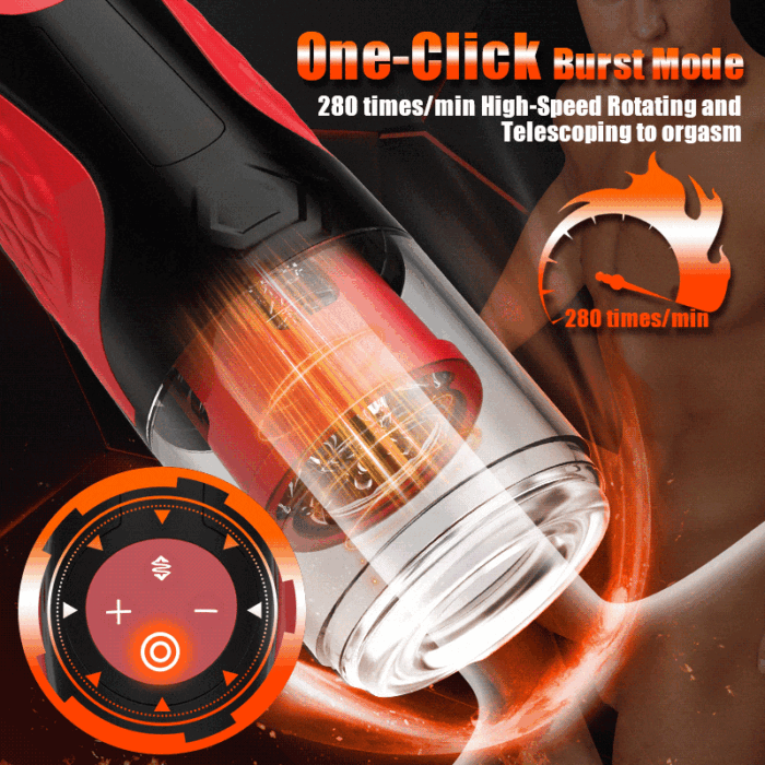 Lovesvibe Intelligent 360°Rotating Male Masturbator 1.38In Extra Long Reach Thrusting Penis Pump