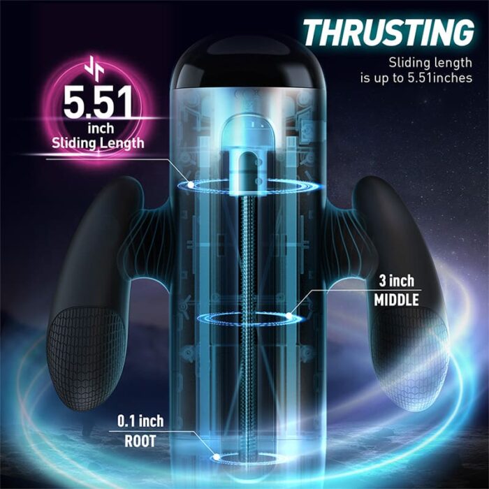 Lovesvibe Long Piston Telescopic Automatic Male Masturbator with 10 Powerful Vibration Thrusting Sex Machine