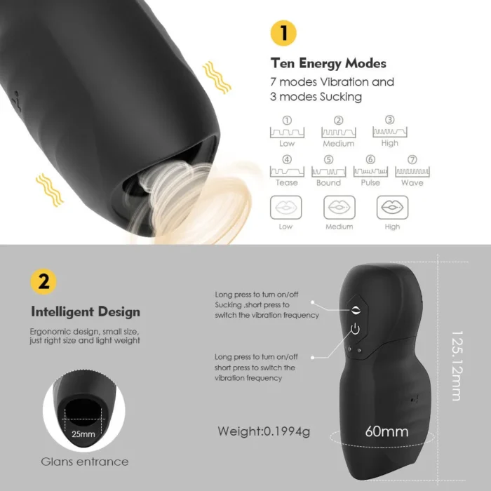 Lovesvibe Male Masturbator Penis Trainer With 7 Vibration 3 Sucking Modes Sex Toys for Men