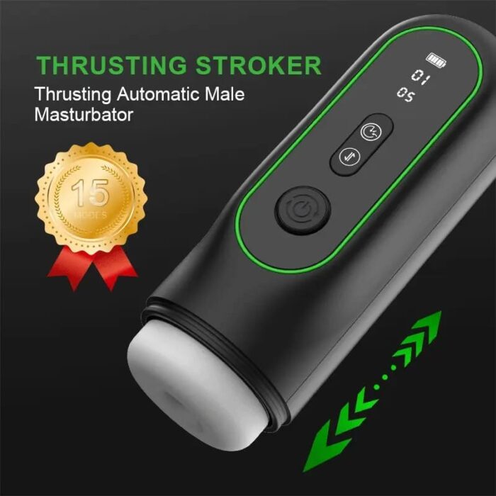 Lovesvibe Thrusting Automatic MaleMasturbator with 6 Vibrating 4 Sucking Heating LCD Display Sex Toys for Men