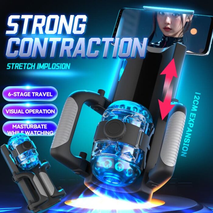 Lovesvibe Thrusting Cannon King 12cm Telescopic Super-long Automatic Masturbator With Handle