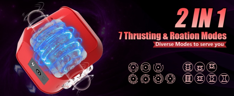 Magic Cube Fully Automatic Male Masturbator with 7 Rotation Modes Concealed Design Dual Open-Ended Sex Machine