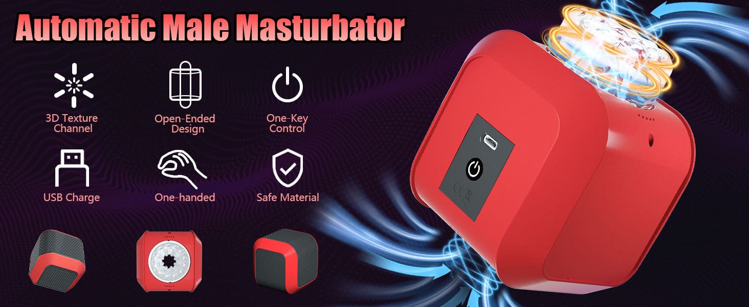 Magic Cube Fully Automatic Male Masturbator with 7 Rotation Modes Concealed Design Dual Open-Ended Sex Machine