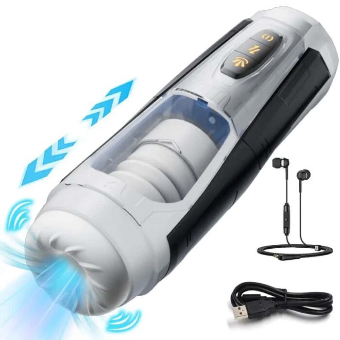 Mech Warrior 7 Thrust & Rotate Male Masturbator 3D Real Texture Sleeve with Voice Sex Toy for Men