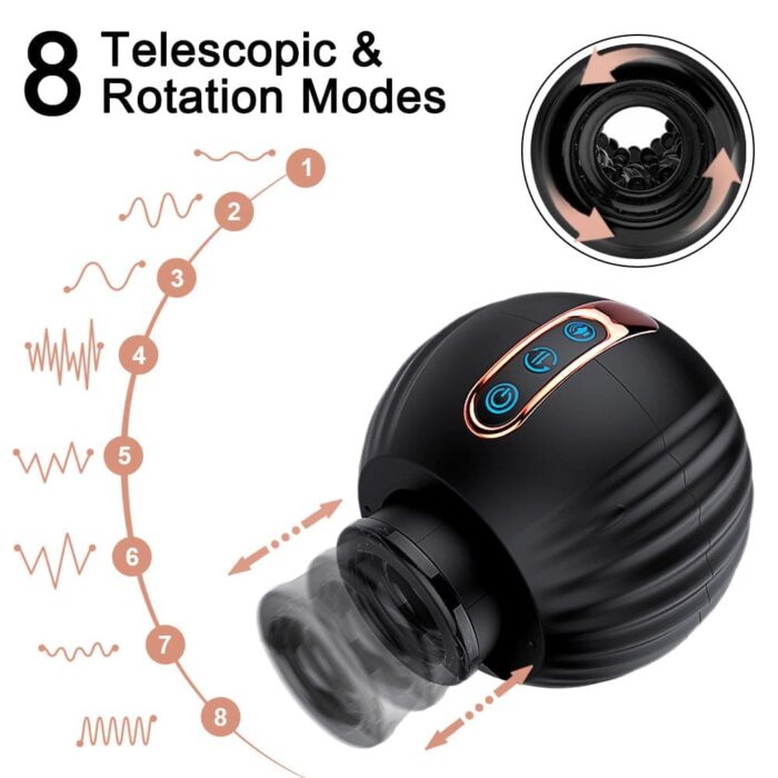 Pumpkin Bomb Automatic Male Masturbator with 8 Telescopic & Rotation Modes Blowjob Sex Machine