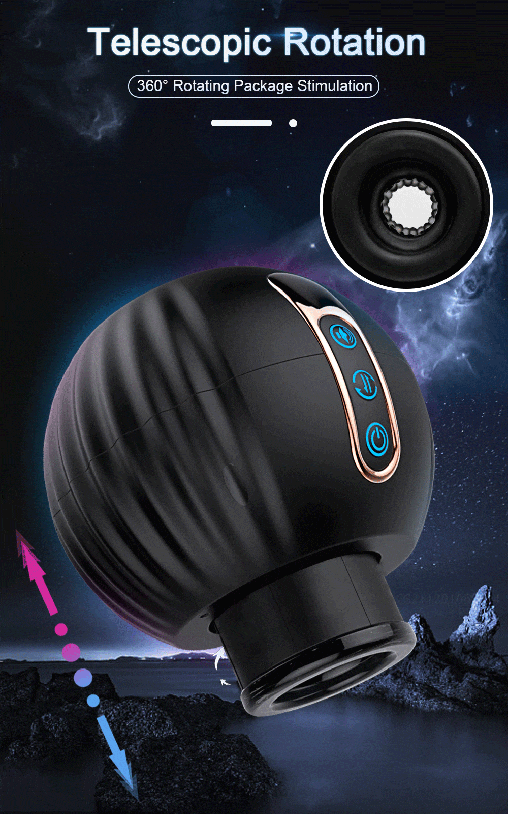 Pumpkin Bomb Automatic Male Masturbator with 8 Telescopic & Rotation Modes Blowjob Sex Machine
