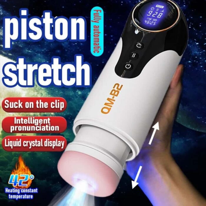 Qm-B2 Automatic Male Masturbator with 9 Vibrations 4 Thrusting Sucking Moaning Heating Pocket Pussy