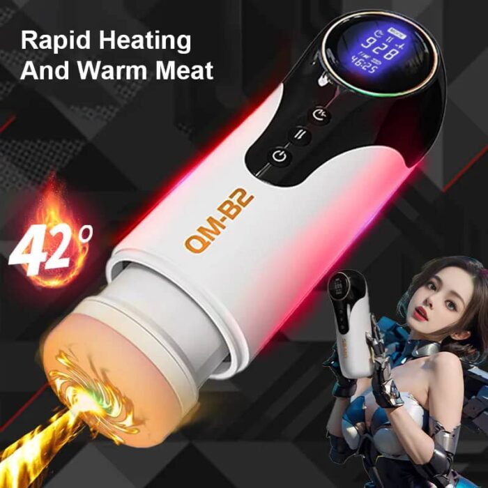Qm-B2 Automatic Male Masturbator with 9 Vibrations 4 Thrusting Sucking Moaning Heating Pocket Pussy