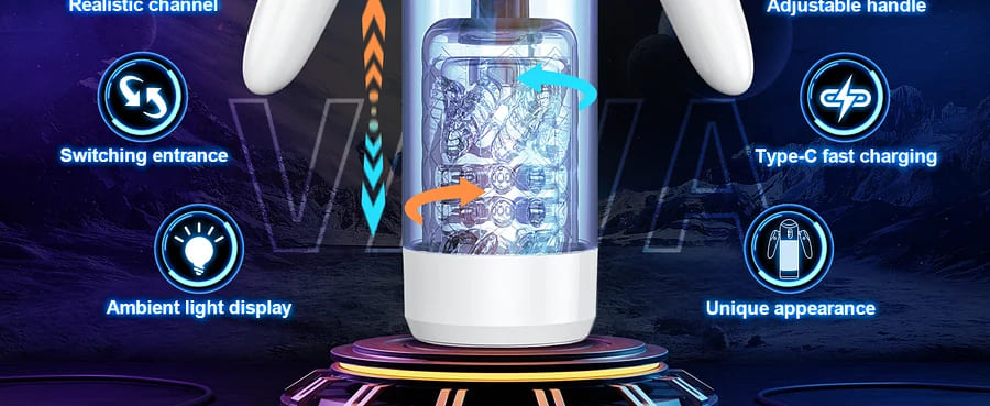 Robot Automatic Male Masturbator with 7 Thrusting 4 Rotation Voice Handheld Male Sex Toys Stroker