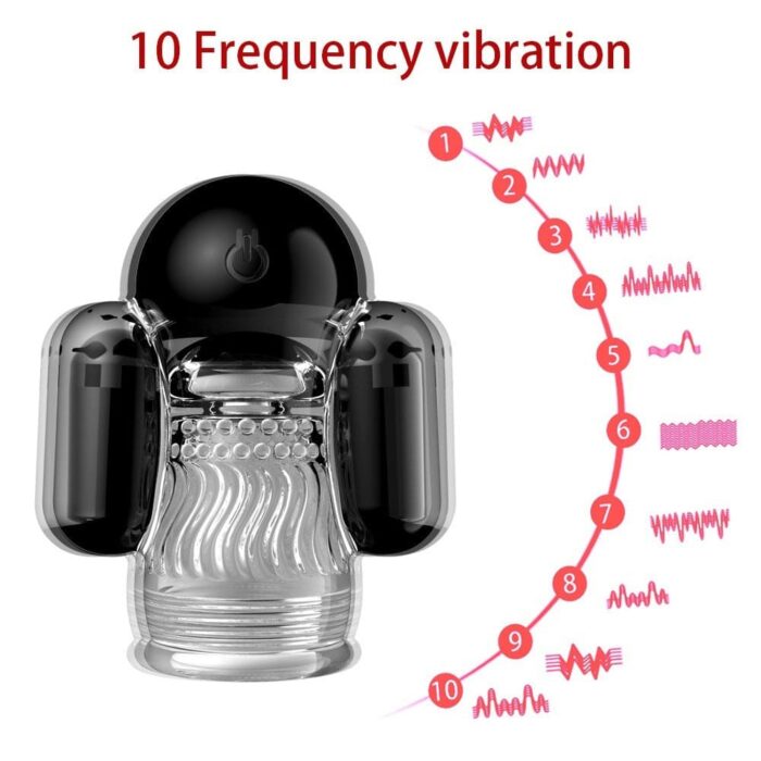 Robot-Shaped 10 Vibrations Male Masturbator with Remote Control Electric Glans Penis Trainer