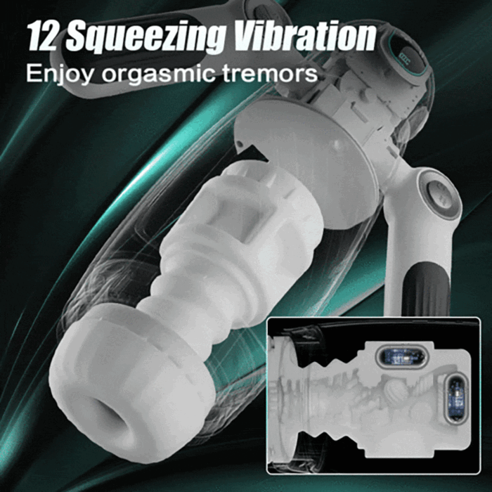 Robot-Shaped Automatic Male Masturbator Sex Toys for Men with 12 Vibration 7 Thrusting & Handle Design Male Stroker