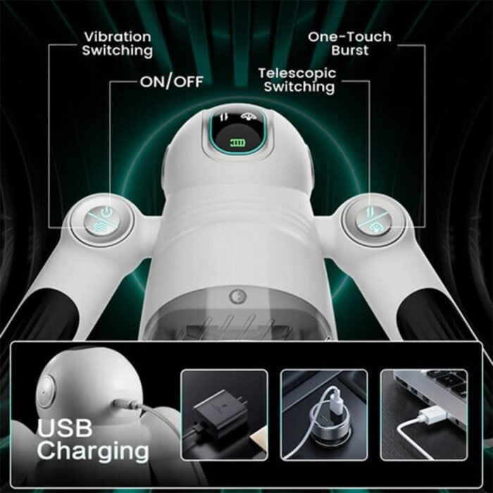 Robot-Shaped Automatic Male Masturbator Sex Toys for Men with 12 Vibration 7 Thrusting & Handle Design Male Stroker