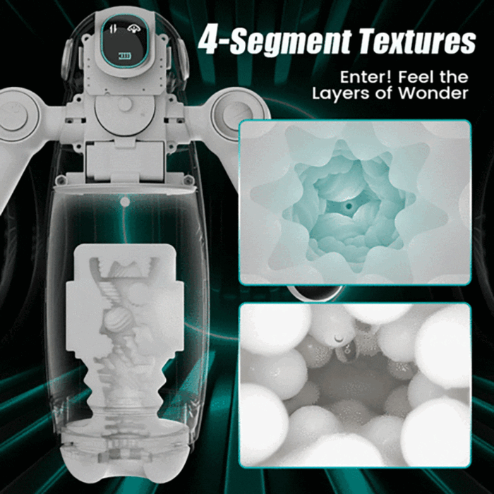 Robot-Shaped Automatic Male Masturbator Sex Toys for Men with 12 Vibration 7 Thrusting & Handle Design Male Stroker
