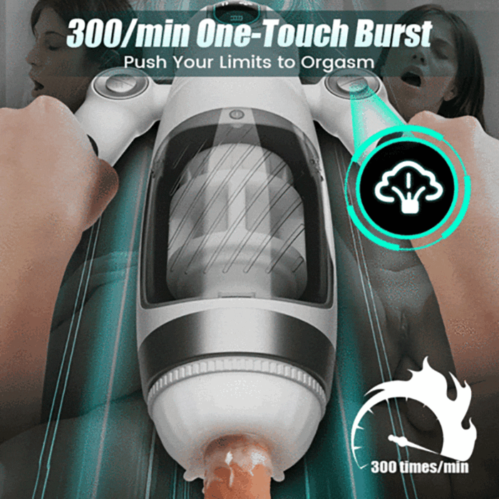 Robot-Shaped Automatic Male Masturbator Sex Toys for Men with 12 Vibration 7 Thrusting & Handle Design Male Stroker