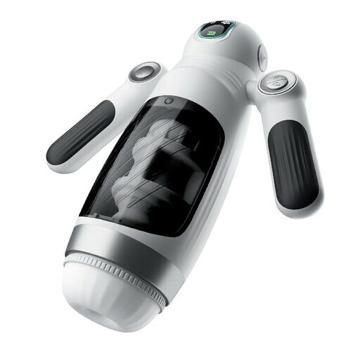 Robot-Shaped Automatic Male Masturbator Sex Toys for Men with 12 Vibration 7 Thrusting & Handle Design Male Stroker