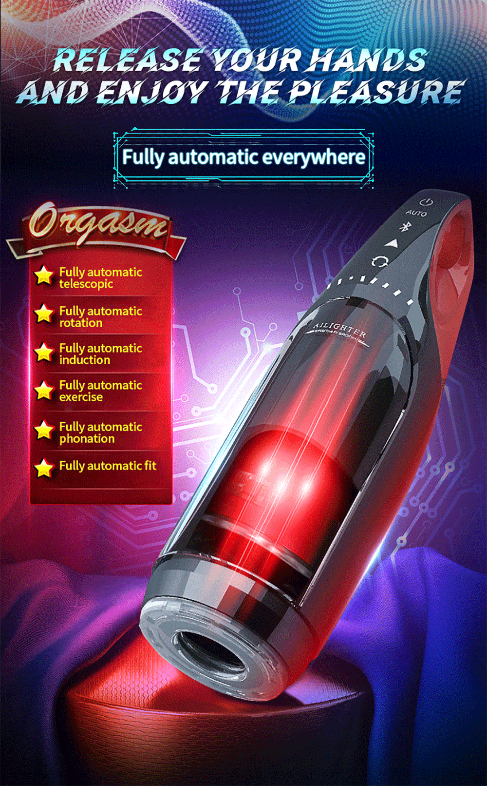 The King Automatic Male Masturbator Sex Toys for Men with 10 Vibration & Thrusting Waterproof Blowjob Toy