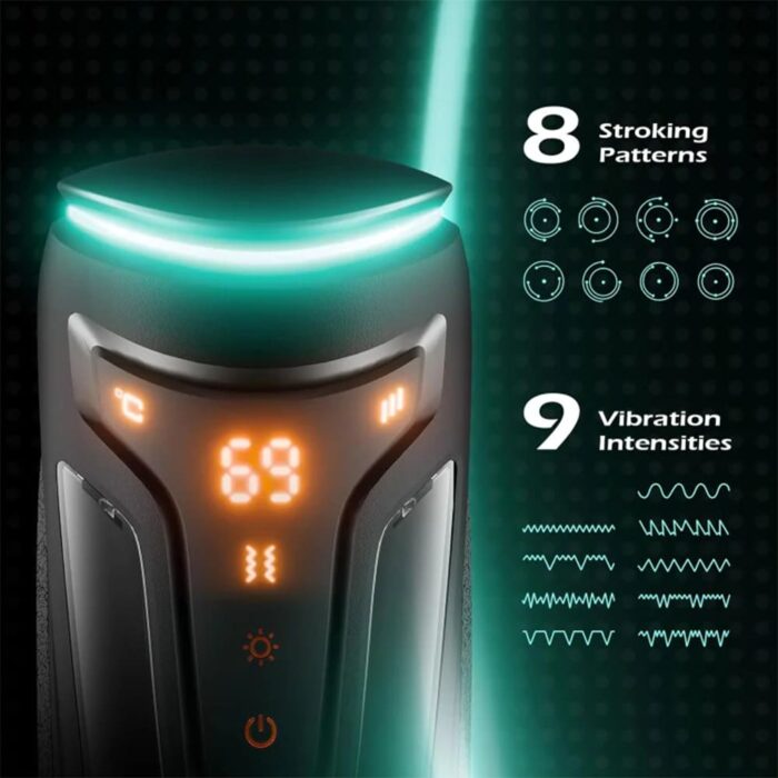 Victor 9 Vibration 8 Thrusting Automatic Masturbator with Heating 3D Textured Male Sex Toy