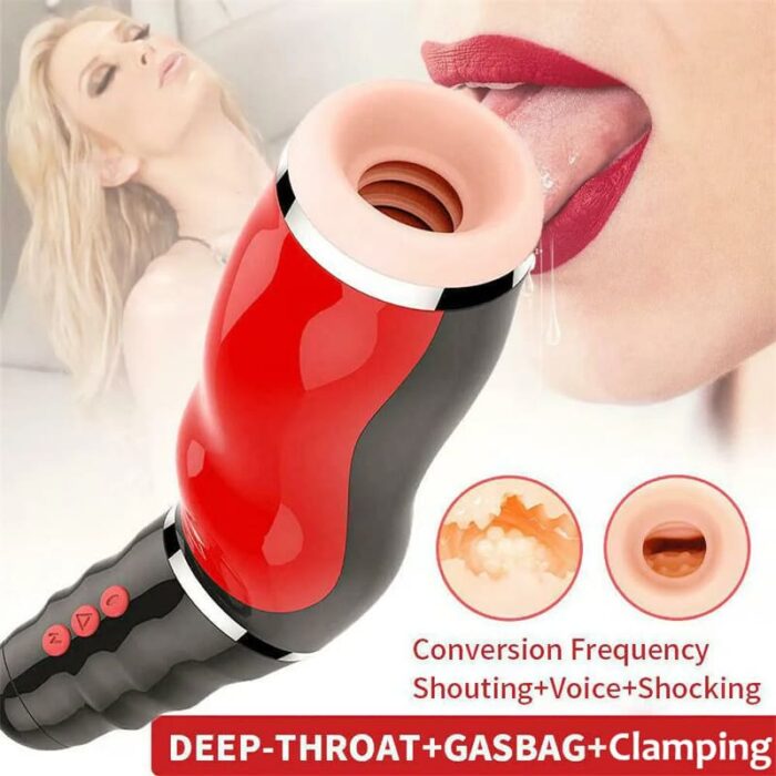 Airbag Automatic Male Masturbator with 10 Vibrating 5 Sucking Modes Oral Sex Deep Throat Heating Voice Male Stroker