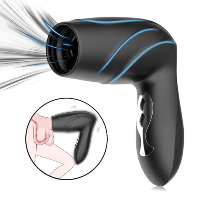 Hair Dryer Automatic Male Masturbator with 10 Vibration Suction Modes Soft TPE Channel Free Hand Penis Trainer