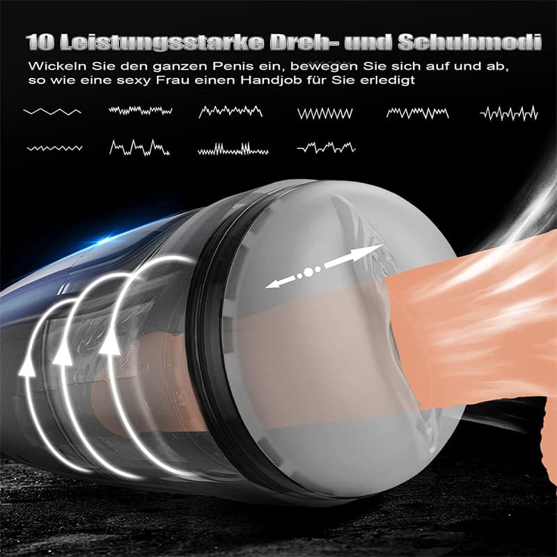Hands Free Automatic Male Masturbator with 10 Telescopic Vibration Pocket Pussy Sex Machine with Suction Base