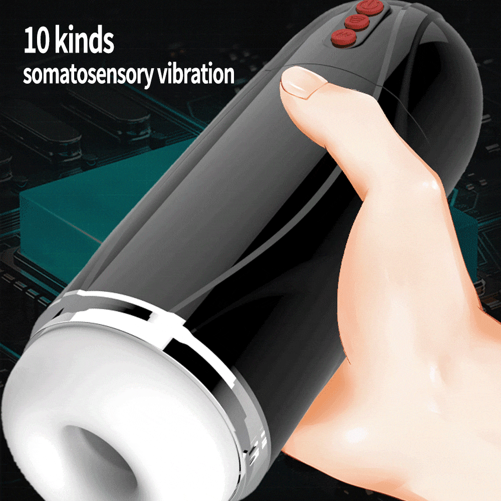 Lovesvibe 10 Sucking Vibrations Male Masturbator Sex Toys for Men with Realistic 3D Texture Tongue Licking Male Stroker