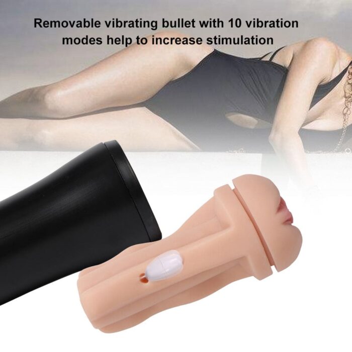 Lovesvibe 10 Vibrations Male Masturbator Pocket Pussy with Real Girl Sexy Voice 3D Textured Blowjob Sex Toy