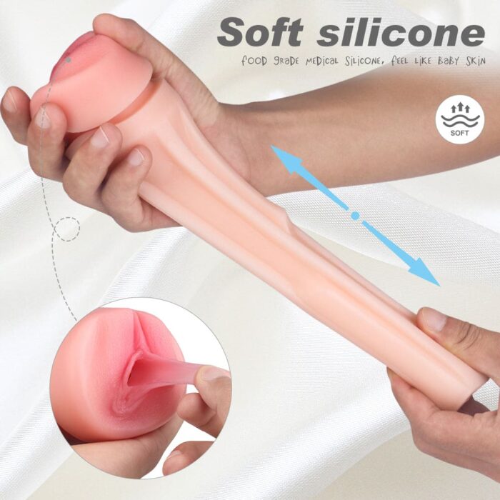 Lovesvibe Manual Sucking Extrusion Male Masturbator with 3D Realistic Texture Soft TPE Channel Pocket Pussy
