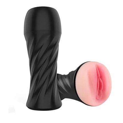 Lovesvibe Manual Sucking Extrusion Male Masturbator with 3D Realistic Texture Soft TPE Channel Pocket Pussy