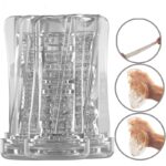 Lovesvibe Pocket Pussy Stroker Male Masturbators with Real 3D Textured Thread Air Clamp Manual Blowjob Mens Sex Toy