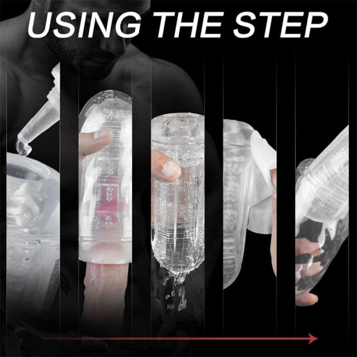 Lovesvibe Transparent Manual Male Masturbator Lifelike Textured Vagina Sucking Pocket Pussy Blowjob Stroker