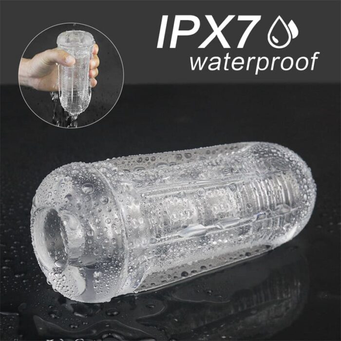 Lovesvibe Transparent Manual Male Masturbator Lifelike Textured Vagina Sucking Pocket Pussy Blowjob Stroker