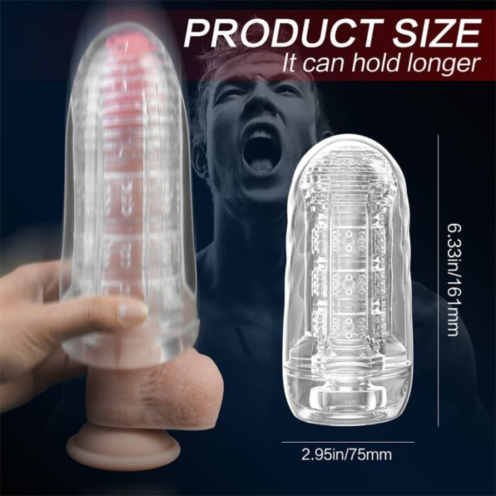 Lovesvibe Transparent Manual Male Masturbator Lifelike Textured Vagina Sucking Pocket Pussy Blowjob Stroker