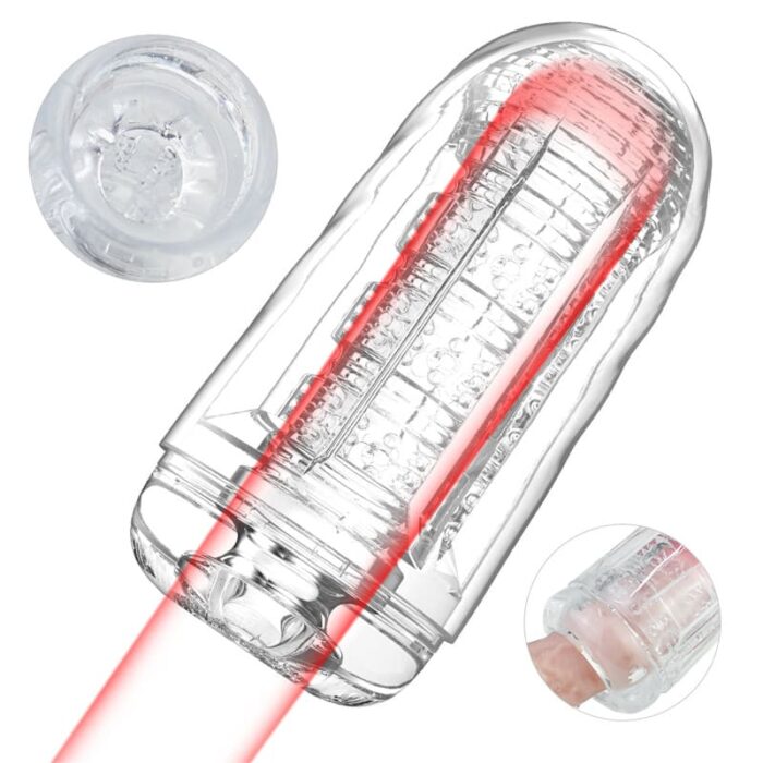 Lovesvibe Transparent Manual Male Masturbator Lifelike Textured Vagina Sucking Pocket Pussy Blowjob Stroker