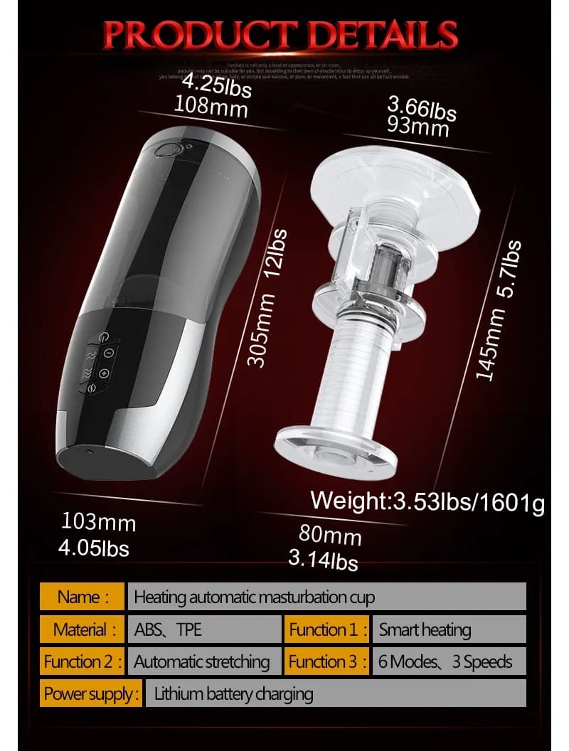 Rends Automatic Male Masturbator with 6 Telescopic Modes Soft TPE Textured Penis Sleeves Voice Heating Male Stroker