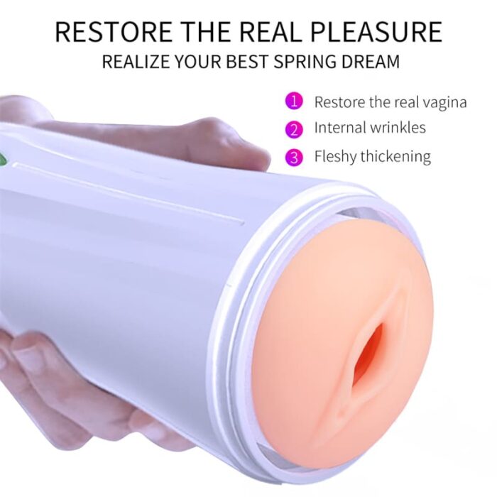 Rends Piston Automatic Male Masturbator with 10 Thrusting Vibration Modes Realistic Vagina Voice Sex Stroker
