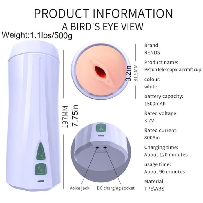 Rends Piston Automatic Male Masturbator with 10 Thrusting Vibration Modes Realistic Vagina Voice Sex Stroker