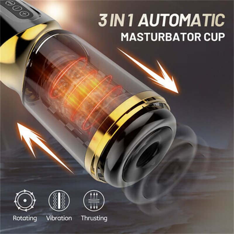 UNIMAT Beck II Automatic Male Masturbator with 6 Thrusting & Vibrating Modes 37.6°heating Voice Masturbation Cup