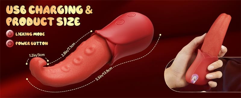 Lovesvibe Rose Vibrator with 10 Tongue Licking Tongue Vibrators Nipple Clitoral Stimulator for Women Couples Games 8